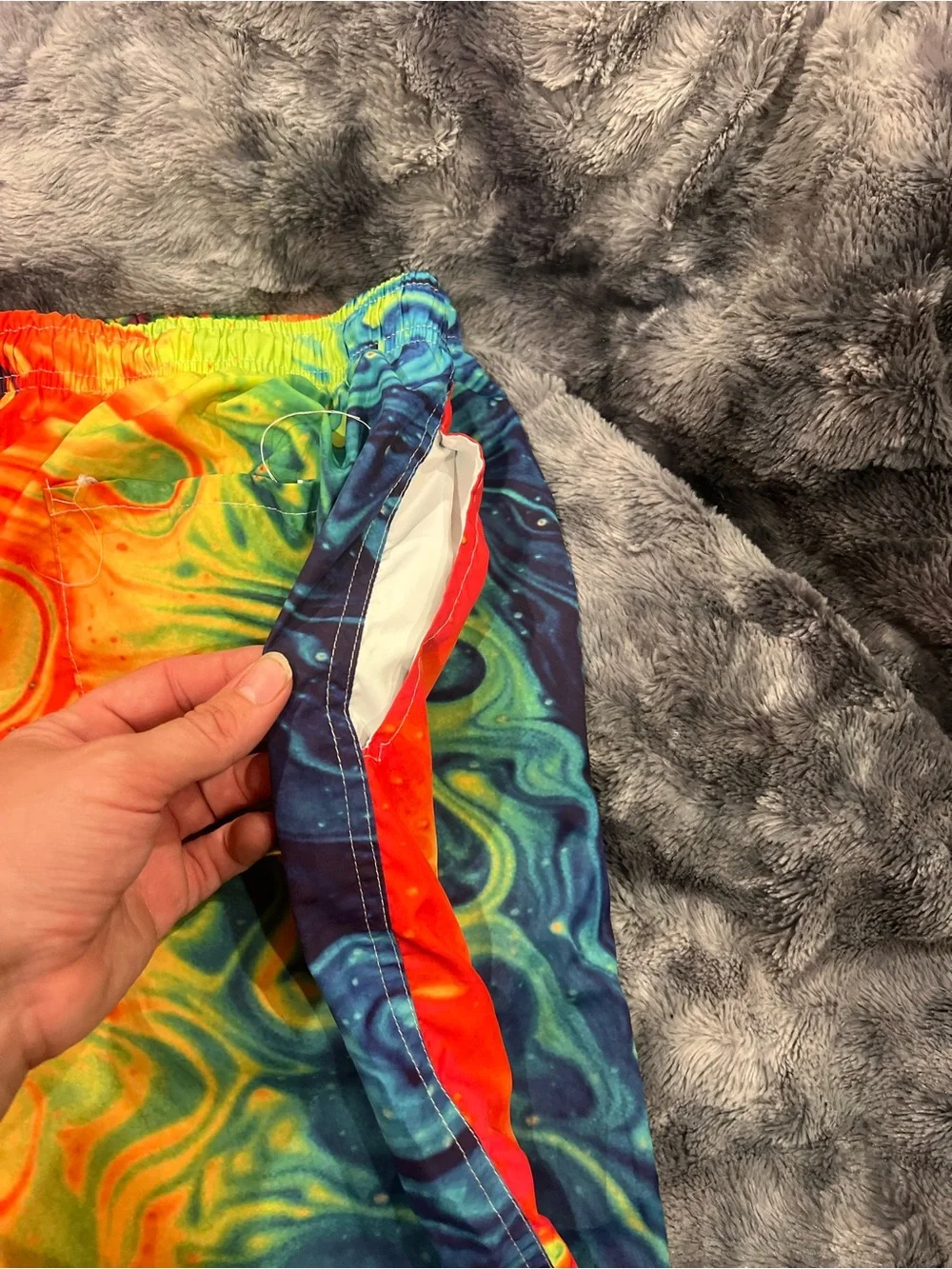 Men's Neon Swirl Board Shorts - Multicolor